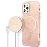 Zestaw Guess GUBPP12MH4EACSP Case+ Charger iPhone 12/12 Pro różowy/pink hard case 4G Print MagSafe na NearMe.pl