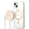 Zestaw Guess GUBPP14SHMEACSH Case+ Charger iPhone 14 / 15 / 13 6,1" biały/white hard case Marble MagSafe na NearMe.pl