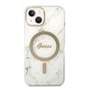 Zestaw Guess GUBPP14MHMEACSH Case+ Charger iPhone 14 Plus / 15 Plus 6.7" biały/white hard case Marble MagSafe na NearMe.pl