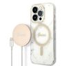 Zestaw Guess GUBPP14LHMEACSH Case+ Charger iPhone 14 Pro 6,1" biały/white hard case Marble MagSafe na NearMe.pl