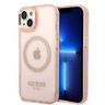 Guess GUHMP14MHTCMP iPhone 14 Plus / 15 Plus 6.7" różowy/pink hard case Gold Outline Translucent MagSafe na NearMe.pl