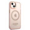 Guess GUHMP14MHTCMP iPhone 14 Plus / 15 Plus 6.7" różowy/pink hard case Gold Outline Translucent MagSafe na NearMe.pl