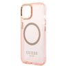 Guess GUHMP14MHTCMP iPhone 14 Plus / 15 Plus 6.7" różowy/pink hard case Gold Outline Translucent MagSafe na NearMe.pl