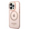 Guess GUHMP14LHTCMP iPhone 14 Pro 6,1" różowy/pink hard case Gold Outline Translucent MagSafe na NearMe.pl