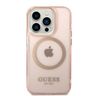 Guess GUHMP14LHTCMP iPhone 14 Pro 6,1" różowy/pink hard case Gold Outline Translucent MagSafe na NearMe.pl