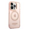 Guess GUHMP14LHTCMP iPhone 14 Pro 6,1" różowy/pink hard case Gold Outline Translucent MagSafe na NearMe.pl