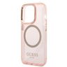 Guess GUHMP14LHTCMP iPhone 14 Pro 6,1" różowy/pink hard case Gold Outline Translucent MagSafe na NearMe.pl