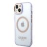 Guess GUHMP14SHTCMU iPhone 14 / 15 / 13 6.1" purpurowy/purple hard case Gold Outline Translucent MagSafe na NearMe.pl