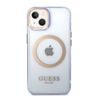 Guess GUHMP14SHTCMU iPhone 14 / 15 / 13 6.1" purpurowy/purple hard case Gold Outline Translucent MagSafe na NearMe.pl