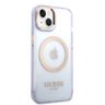 Guess GUHMP14SHTCMU iPhone 14 / 15 / 13 6.1" purpurowy/purple hard case Gold Outline Translucent MagSafe na NearMe.pl