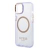 Guess GUHMP14SHTCMU iPhone 14 / 15 / 13 6.1" purpurowy/purple hard case Gold Outline Translucent MagSafe na NearMe.pl