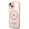 Guess GUHMP14SHTCMP iPhone 14 / 15 / 13 6,1" różowy/pink hard case Gold Outline Translucent MagSafe na NearMe.pl
