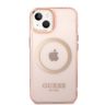 Guess GUHMP14SHTCMP iPhone 14 / 15 / 13 6,1" różowy/pink hard case Gold Outline Translucent MagSafe na NearMe.pl
