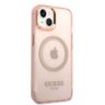 Guess GUHMP14SHTCMP iPhone 14 / 15 / 13 6,1" różowy/pink hard case Gold Outline Translucent MagSafe na NearMe.pl