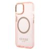 Guess GUHMP14SHTCMP iPhone 14 / 15 / 13 6,1" różowy/pink hard case Gold Outline Translucent MagSafe na NearMe.pl