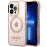 Guess GUHMP14XHTCMP iPhone 14 Pro Max 6,7" różowy/pink hard case Gold Outline Translucent MagSafe na NearMe.pl