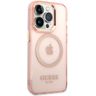 Guess GUHMP14XHTCMP iPhone 14 Pro Max 6,7" różowy/pink hard case Gold Outline Translucent MagSafe na NearMe.pl