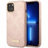 Guess GUHMP14SSAPSTP iPhone 14 / 15 / 13 6.1" różowy/pink hardcase Peony Logo Plate MagSafe na NearMe.pl