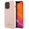 Guess GUHCP13XLSLMGLP iPhone 13 Pro Max 6.7" jasnoróżowy/light pink hardcase Silicone Script Gold Logo na NearMe.pl