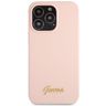 Guess GUHCP13XLSLMGLP iPhone 13 Pro Max 6.7" jasnoróżowy/light pink hardcase Silicone Script Gold Logo na NearMe.pl