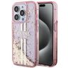Guess GUHCP15LLFCSEGP iPhone 15 Pro 6.1" różowy/pink hardcase Liquid Glitter Gold Stripes na NearMe.pl