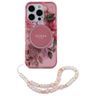 Guess GUHMP16XHFWBRCESP iPhone 16 Pro Max 6.9" różowy/pink hardcase IML Flowers With Pearl Strap MagSafe na NearMe.pl