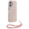 Guess GUHMP16SHCPOFPP iPhone 16 6.1" różowy/pink hardcase IML Flowers Allover Electro With Pearl Strap MagSafe na NearMe.pl