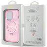 Guess GUHMP15XHRSGSP iPhone 15 Pro Max 6.7" różowy/pink hardcase Ring Stand Script Glitter MagSafe na NearMe.pl