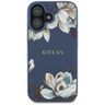 Etui Guess Grained Printed Flower Pattern MagSafe do iPhone 16 niebieski na NearMe.pl