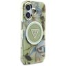 Etui Guess Glitter Flowers Triangle      Buttons MagSafe do iPhone 16 zielony na NearMe.pl