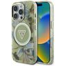 Etui Guess Glitter Flowers Triangle      Buttons MagSafe do iPhone 16 Pro zielony na NearMe.pl