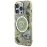 Etui Guess Glitter Flowers Triangle      Buttons MagSafe do iPhone 16 Pro zielony na NearMe.pl
