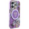Etui Guess Glitter Flowers Triangle      Buttons MagSafe do iPhone 16 fioletowy na NearMe.pl