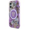 Etui Guess Glitter Flowers Triangle      Buttons MagSafe do iPhone 16 fioletowy na NearMe.pl