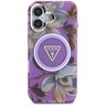 Etui Guess Glitter Flowers Triangle      Buttons MagSafe do iPhone 16 fioletowy na NearMe.pl
