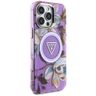 Etui Guess Glitter Flowers Triangle      Buttons MagSafe do iPhone 16 Pro fioletowy na NearMe.pl