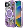 Etui Guess Glitter Flowers Triangle      Buttons MagSafe do iPhone 16 Pro fioletowy na NearMe.pl