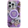 Etui Guess Glitter Flowers Triangle      Buttons MagSafe do iPhone 16 Pro fioletowy na NearMe.pl