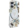 Etui Guess Glitter Flowers Triangle      Buttons MagSafe do iPhone 16 biały na NearMe.pl