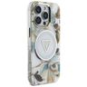 Etui Guess Glitter Flowers Triangle      Buttons MagSafe do iPhone 16 Pro Max biały na NearMe.pl