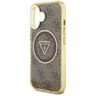 Etui Guess IML Metal Glitter 4G Circle   Triangle MagSafe do iPhone 16 brązowy na NearMe.pl