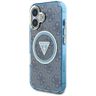 Etui Guess IML Metal Glitter 4G Circle   Triangle MagSafe do iPhone 16 niebieski na NearMe.pl