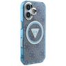 Etui Guess IML Metal Glitter 4G Circle   Triangle MagSafe do iPhone 16 niebieski na NearMe.pl