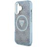 Etui Guess IML Metal Glitter 4G Circle   Triangle MagSafe do iPhone 16 niebieski na NearMe.pl