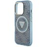 Etui Guess IML Metal Glitter 4G Circle   Triangle MagSafe do iPhone 16 Pro Max niebieski na NearMe.pl