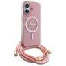 Guess GUHMP16SHCTSGNSP iPhone 16 6.1"    różowy/pink hardcase Crossbody Cord Script MagSafe na NearMe.pl