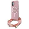 Guess GUHMP16SHCTSGNSP iPhone 16 6.1"    różowy/pink hardcase Crossbody Cord Script MagSafe na NearMe.pl