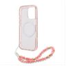 Guess GUHMP16LHCPOFPP iPhone 16 Pro 6.3" różowy/pink hardcase IML Flowers Allover Electro With Pearl Strap MagSafe na NearMe.pl