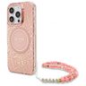 Guess GUHMP16LHCPOFPP iPhone 16 Pro 6.3" różowy/pink hardcase IML Flowers Allover Electro With Pearl Strap MagSafe na NearMe.pl
