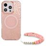 Guess GUHMP16LHCPOFPP iPhone 16 Pro 6.3" różowy/pink hardcase IML Flowers Allover Electro With Pearl Strap MagSafe na NearMe.pl